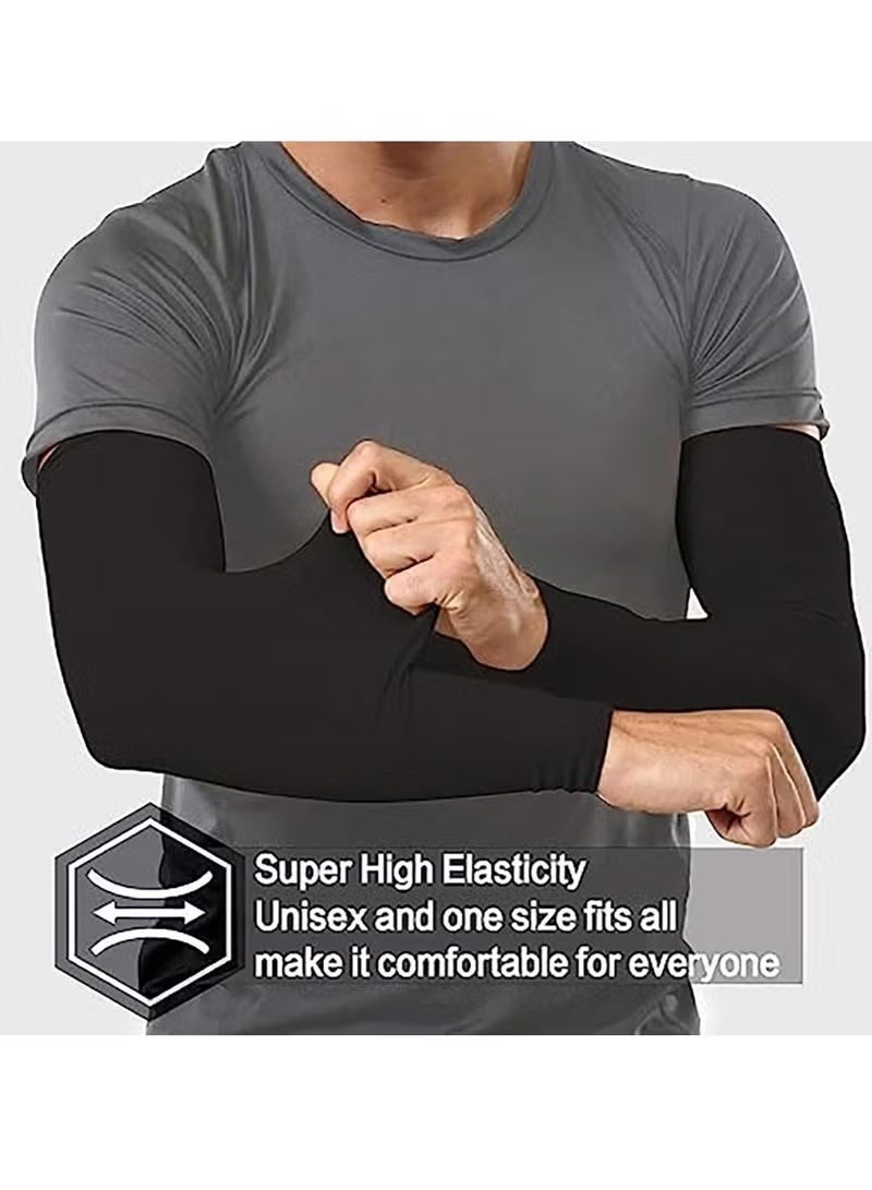 Cuken 5 Pairs Sun UV Protection Cooling Arm Sleeves, for Men & Women, UPF 50 Arm Cover, Arm Sun Sleeves Compression UV Protection Cooling, Cycling, Driving, Golf, Running (Black) - Image 4
